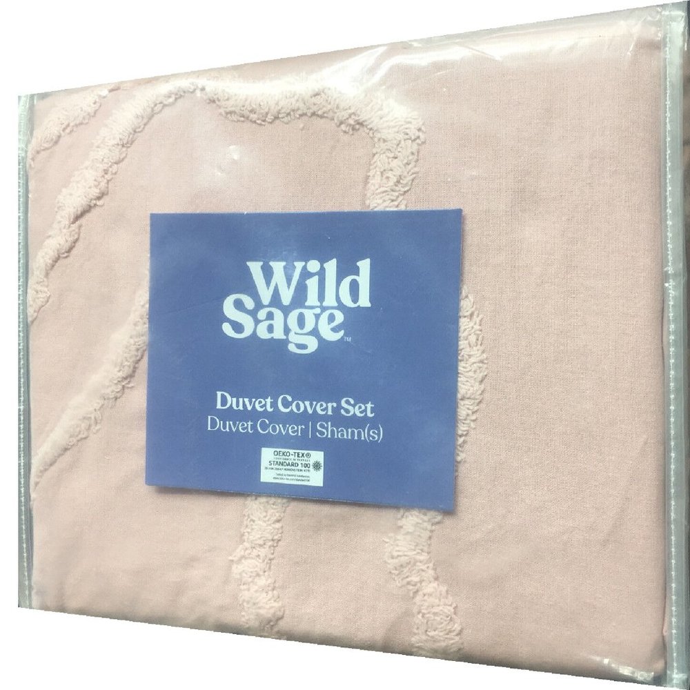 new PEACH Wild Sage Corinna 68"x90" 100% Cotton TWIN XL Duvet Cover Set - Picture 6 of 8
